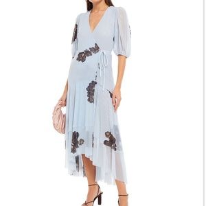 GANNI Copenhagen, Tiered floral-print stretch-mesh midi wrap dress